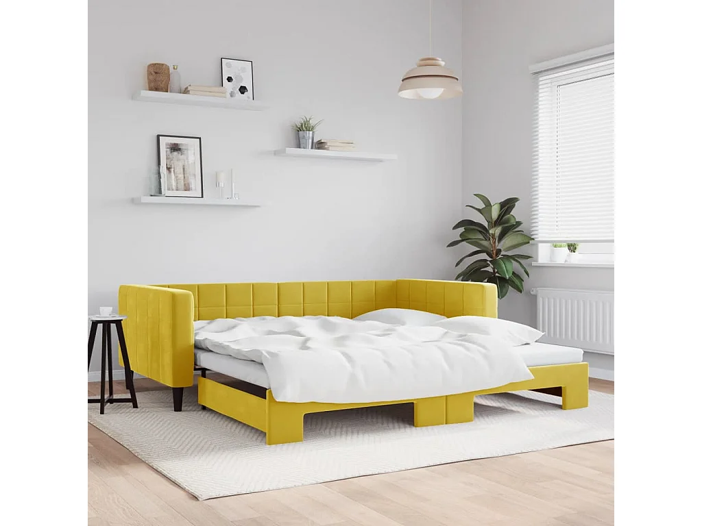 Sofá cama nido terciopelo amarillo 100x200 cm