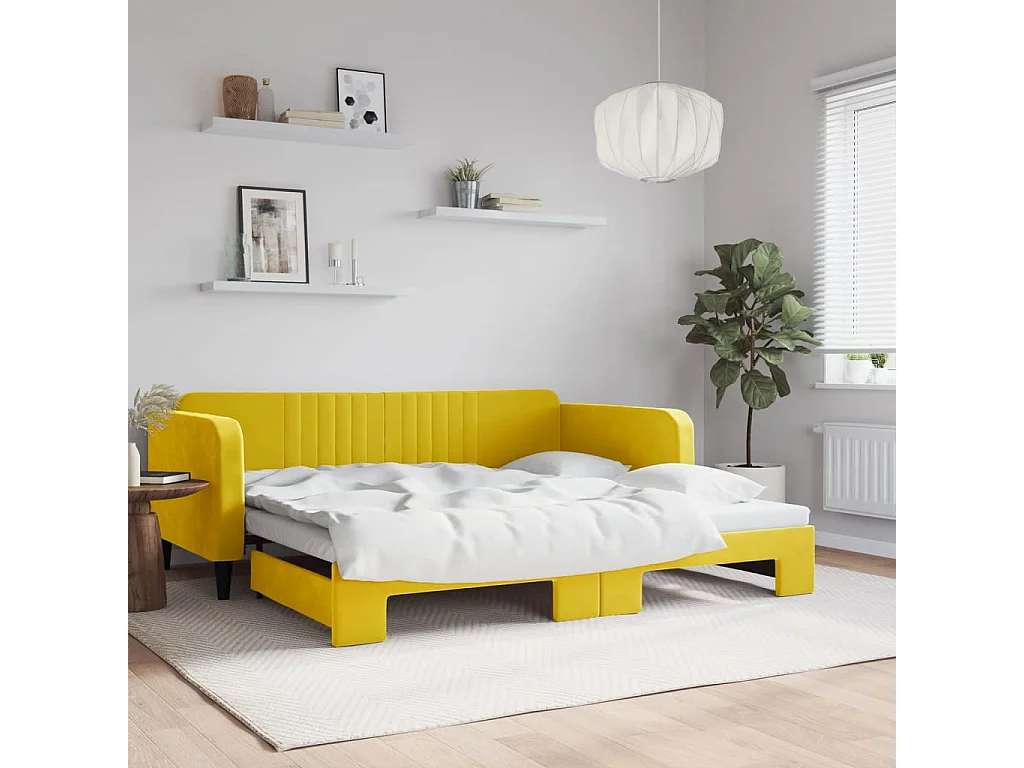Sofá cama nido terciopelo amarillo 100x200 cm