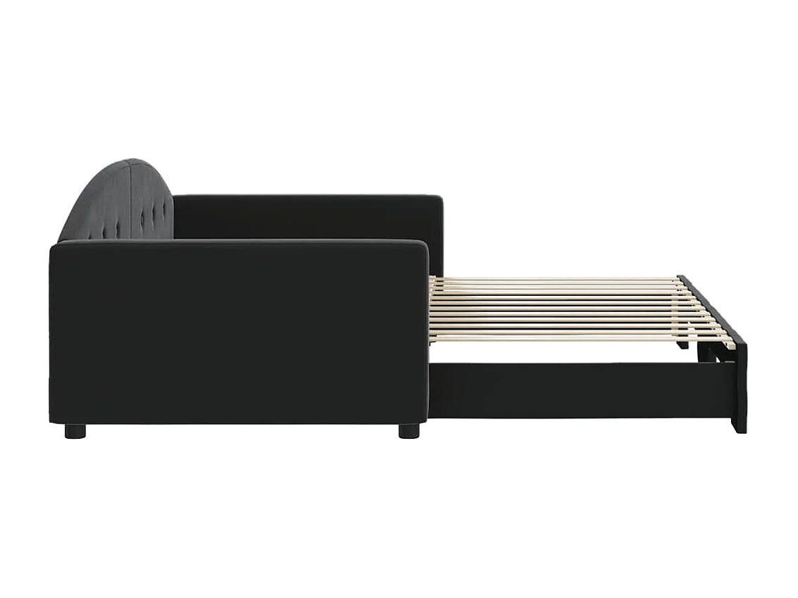 Lit de jour avec lit gigogne noir 100x200 cm velours