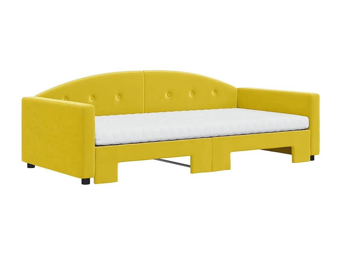 Lit de jour avec gigogne et matelas jaune 100x200 cm velours