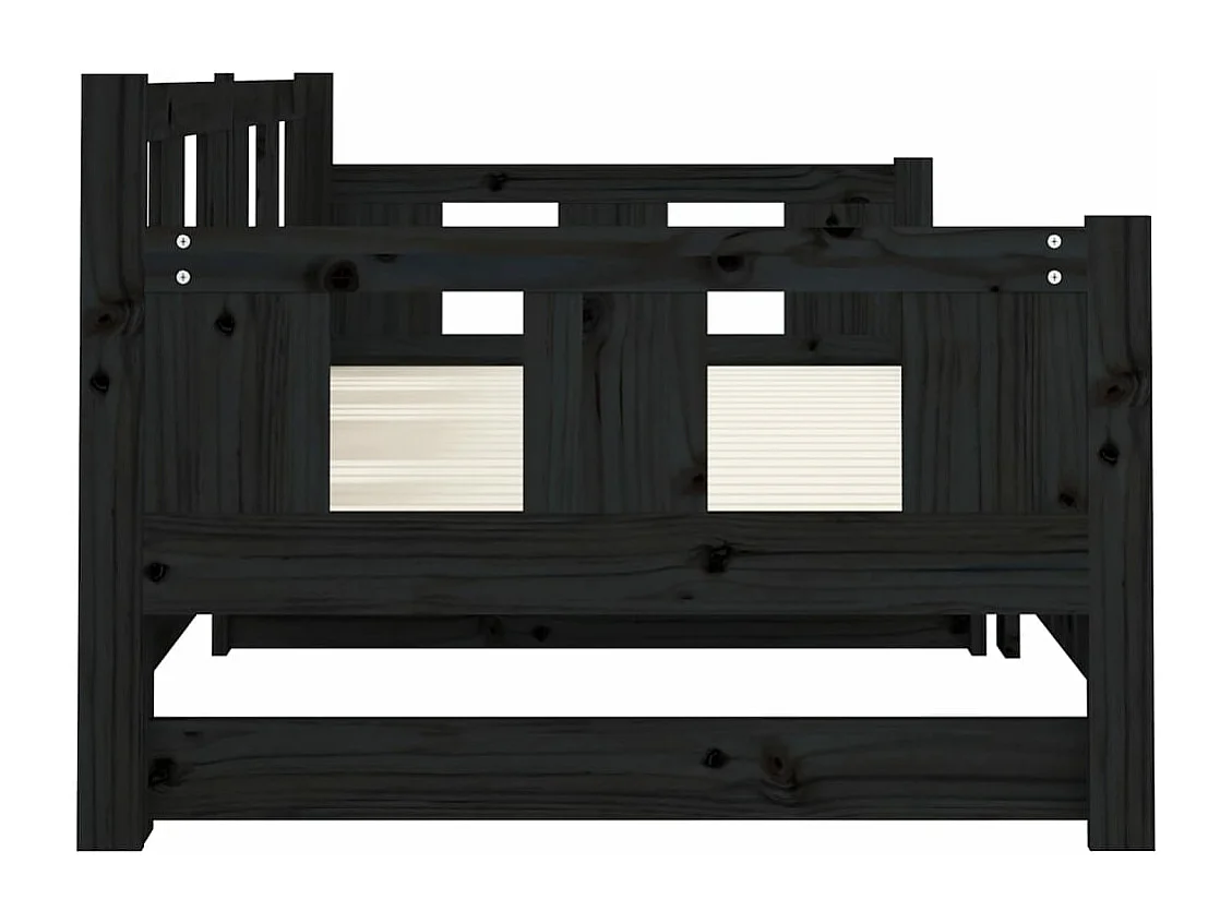 Lit coulissant Noir Bois de pin solide 2x(90x190) cm