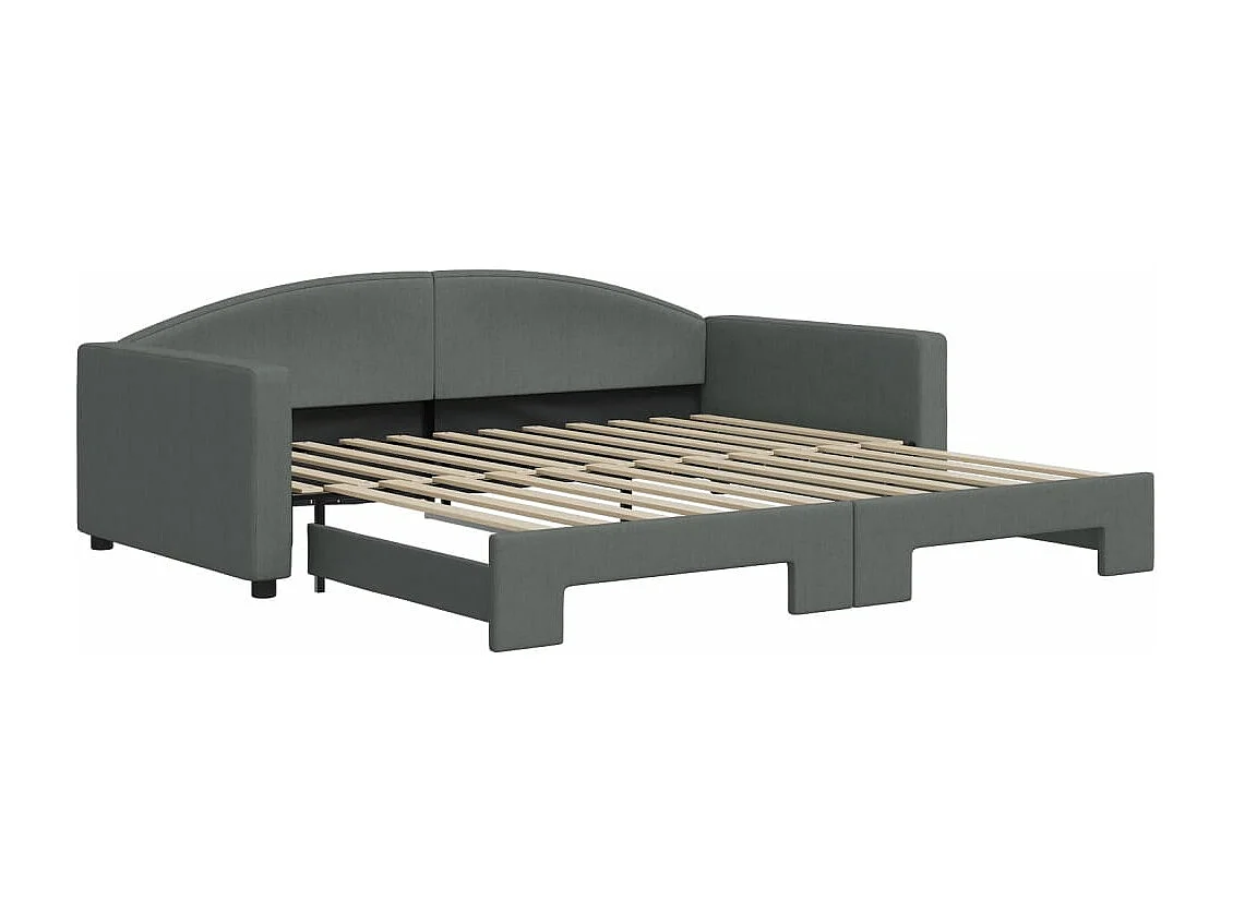 Lit de jour avec lit gigogne gris foncé 100x200 cm tissu