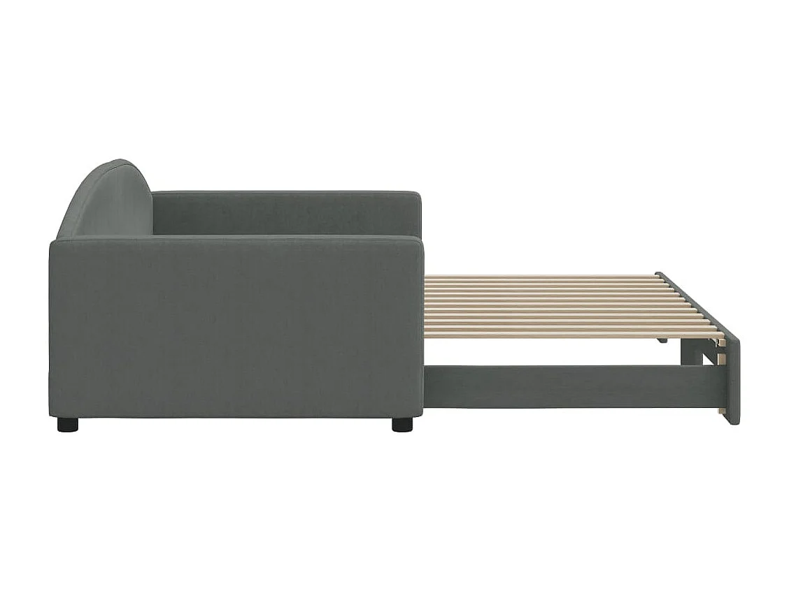 Lit de jour avec lit gigogne gris foncé 100x200 cm tissu