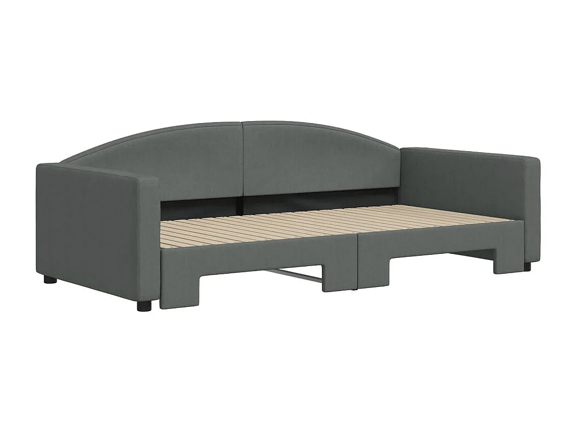 Lit de jour avec lit gigogne gris foncé 100x200 cm tissu