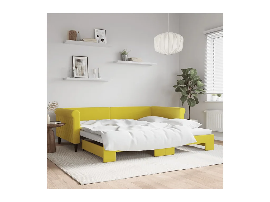 Sofá cama nido terciopelo amarillo 100x200 cm