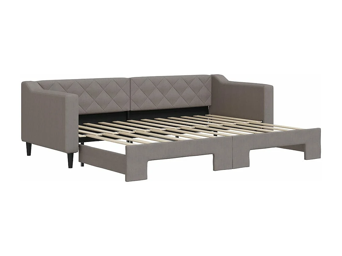 Slaapbank met onderschuifbed 80x200 cm stof taupe