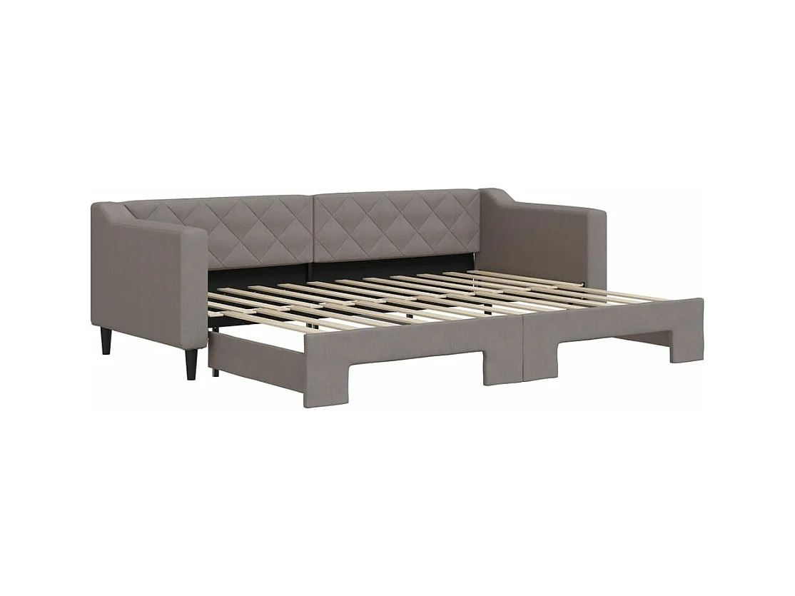 Lit de jour avec lit gigogne taupe 80x200 cm tissu