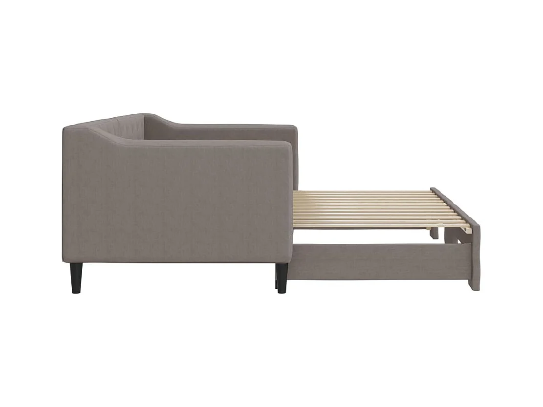 Lit de jour avec lit gigogne taupe 80x200 cm tissu