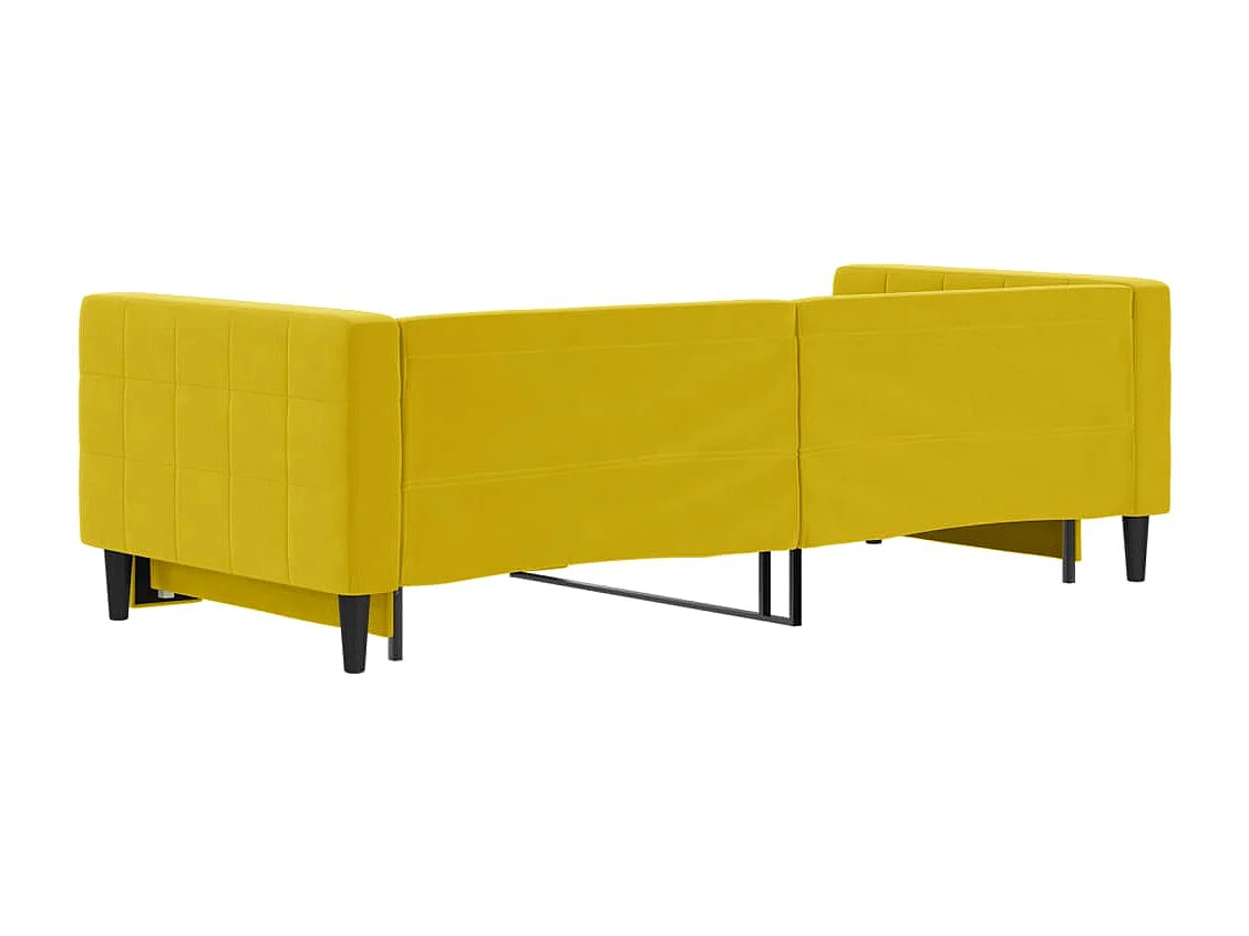 Lit de jour avec lit gigogne jaune 90x200 cm velours