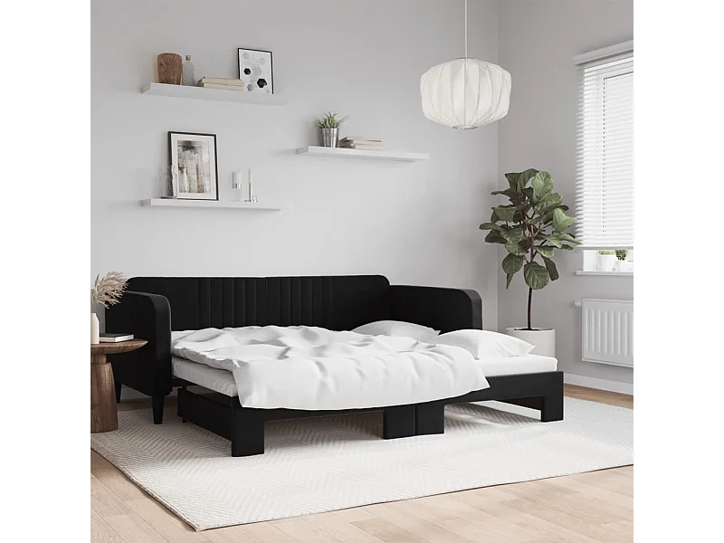 Sofá cama nido terciopelo negro 90x190 cm