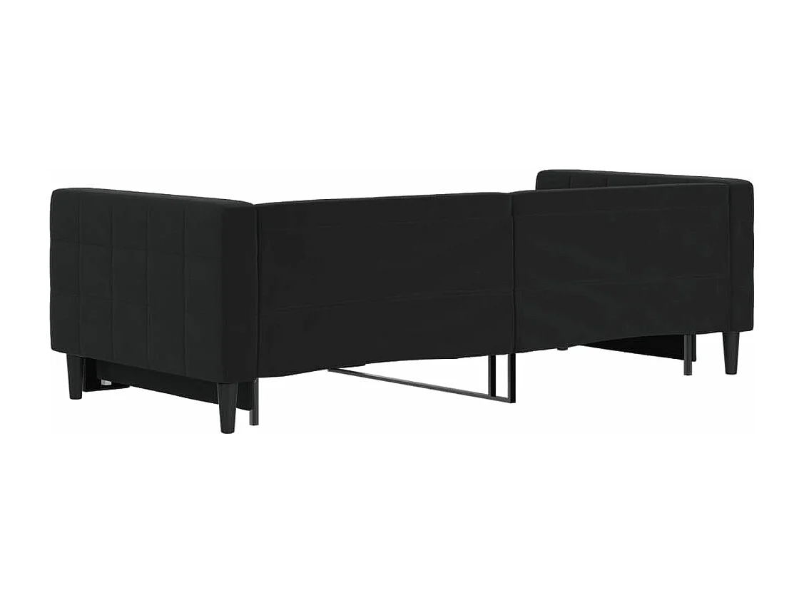 Lit de jour avec lit gigogne noir 90x200 cm velours