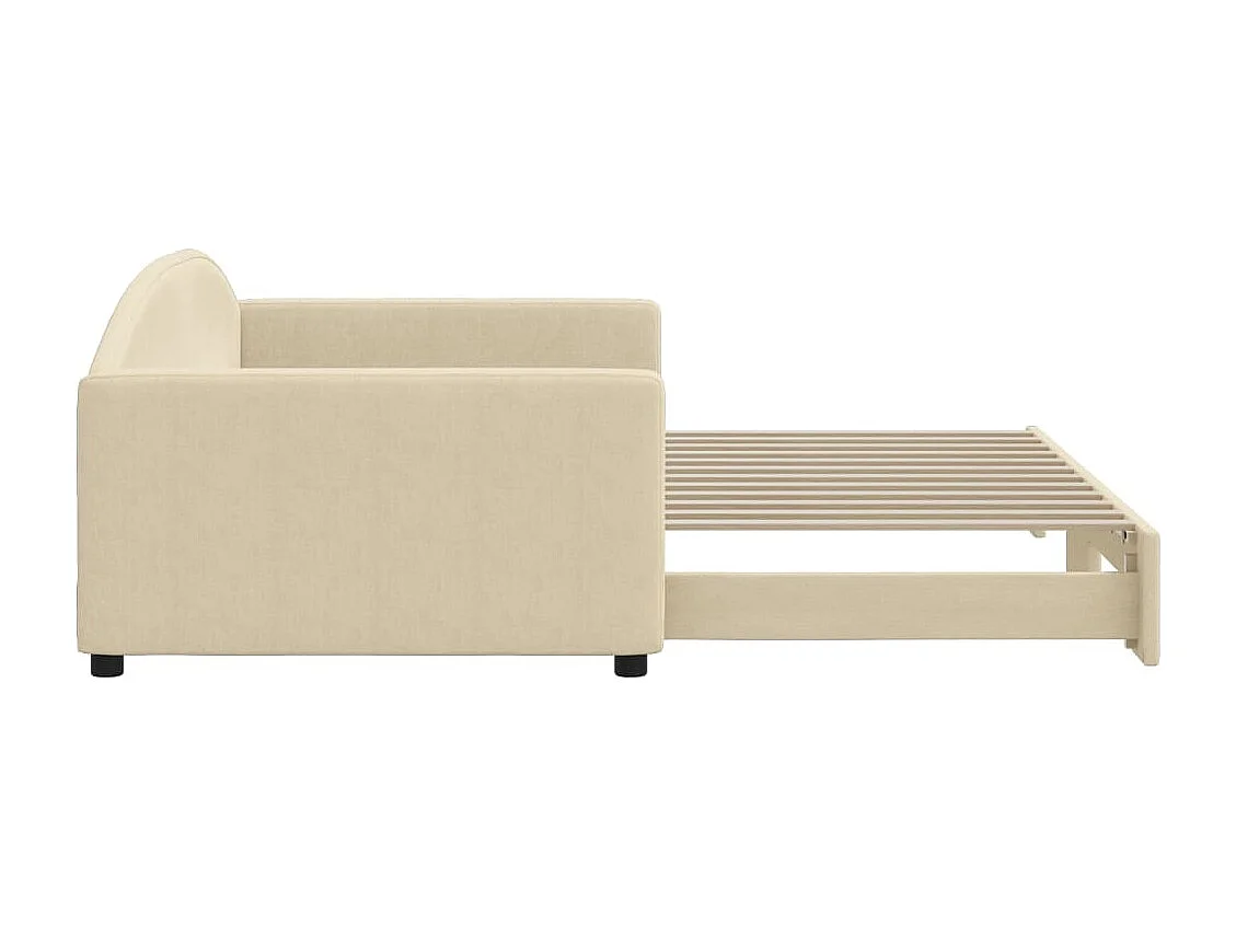 Lit de jour avec lit gigogne crème 100x200 cm tissu