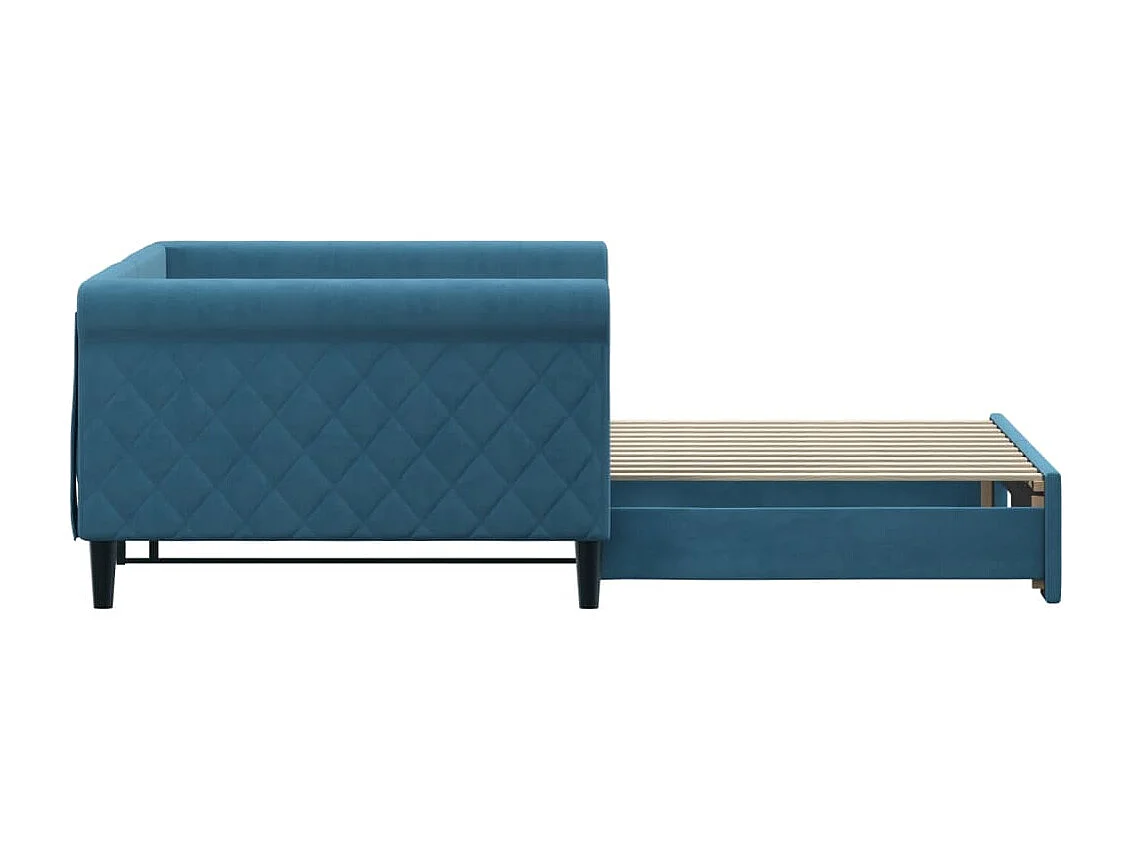 Lit de jour avec lit gigogne bleu 100x200 cm velours