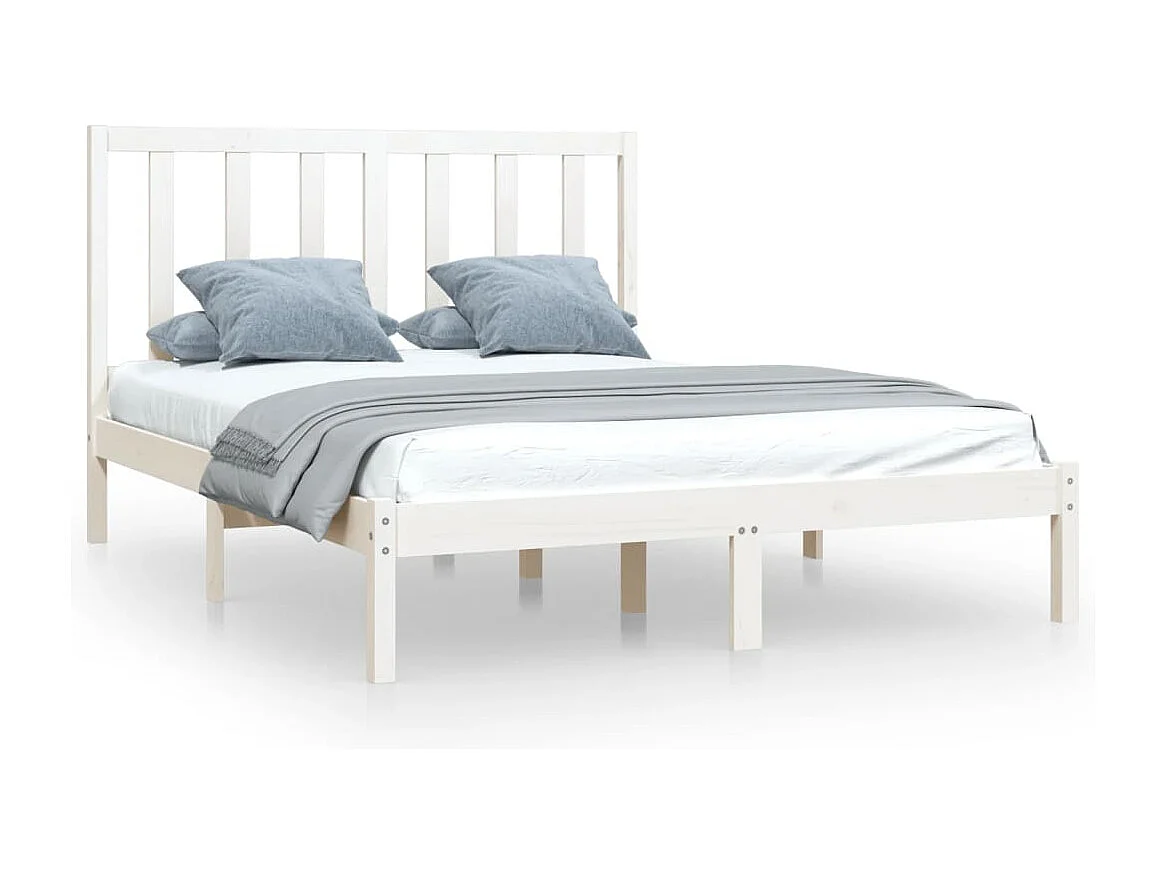 Estrutura de cama dupla pequena 120x190 cm pinho maciço branco