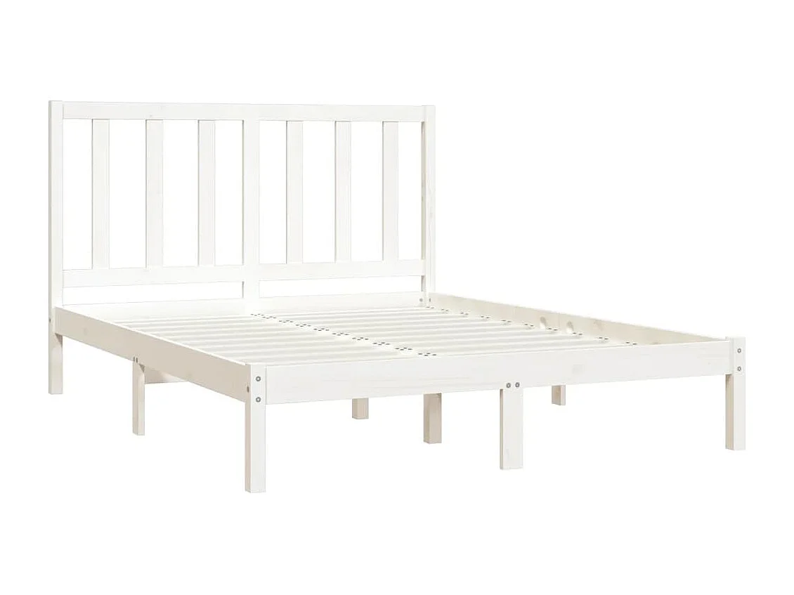 Estrutura de cama dupla pequena 120x190 cm pinho maciço branco