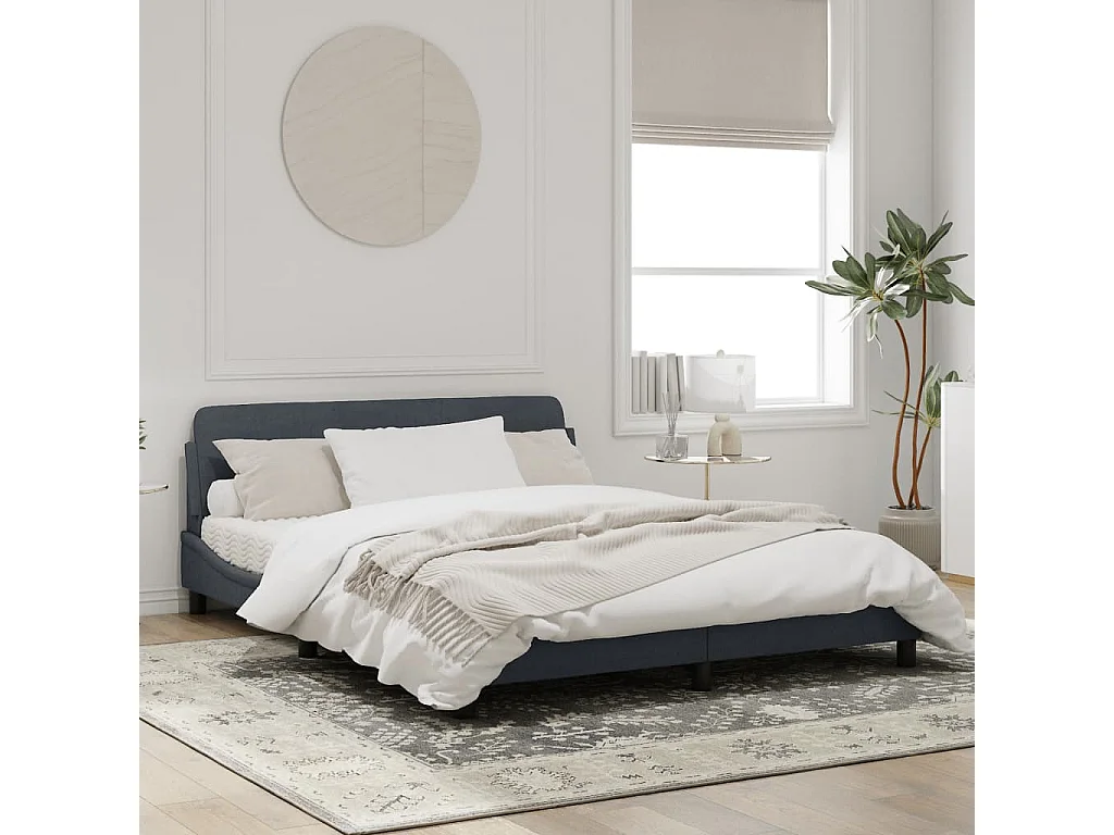 Estrutura de cama c/ cabeceira 160x200cm veludo cinzento-escuro