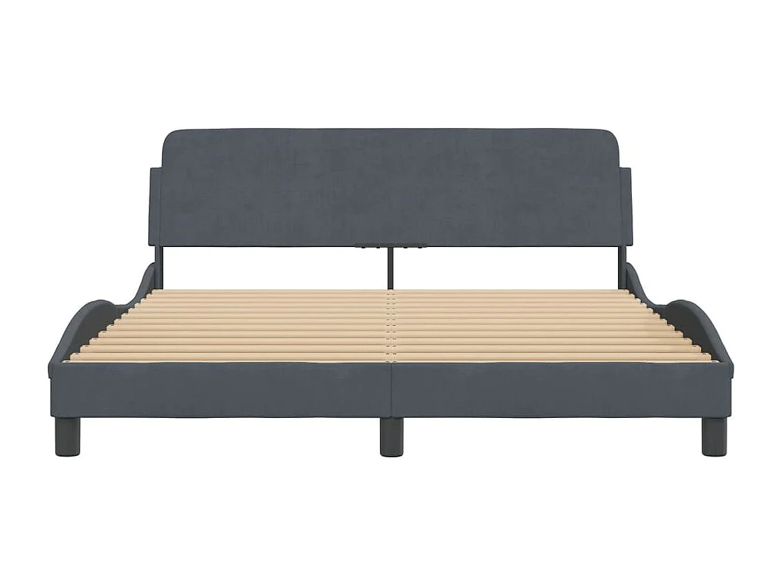 Estrutura de cama c/ cabeceira 160x200cm veludo cinzento-escuro