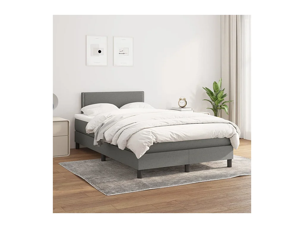 Boxspring met matras stof donkergrijs 120x200 cm