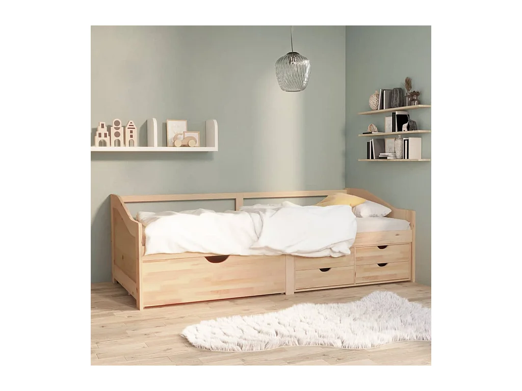 Bedbank 3-zits met lades massief grenenhout 90x200 cm