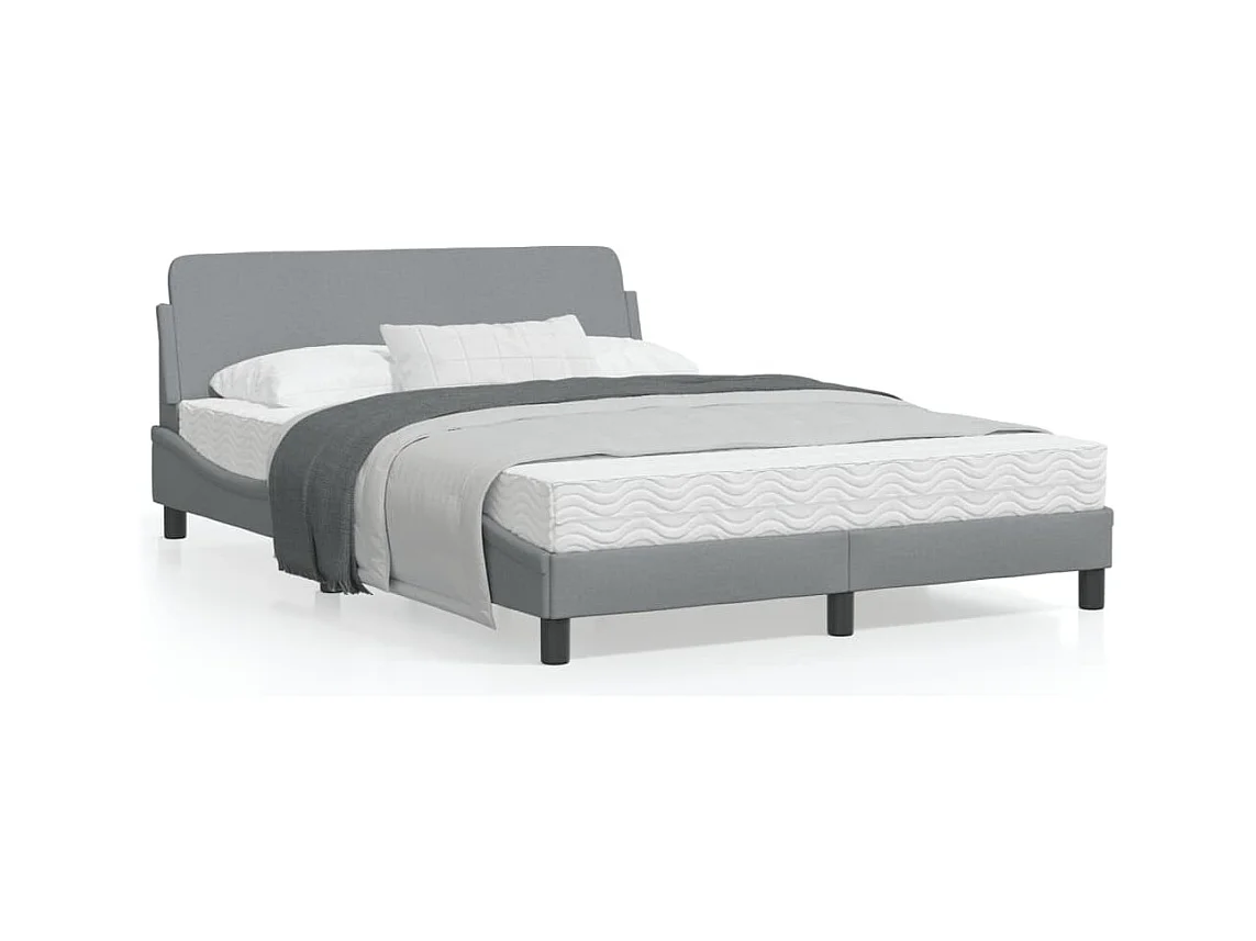 Cadre de lit avec tête de lit Gris clair 140x190 cm Tissu
