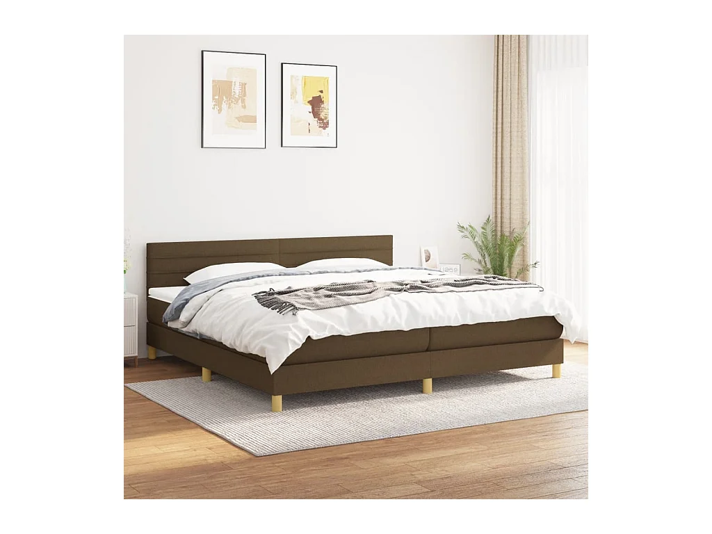 Boxspring met matras stof donkerbruin 200x200 cm
