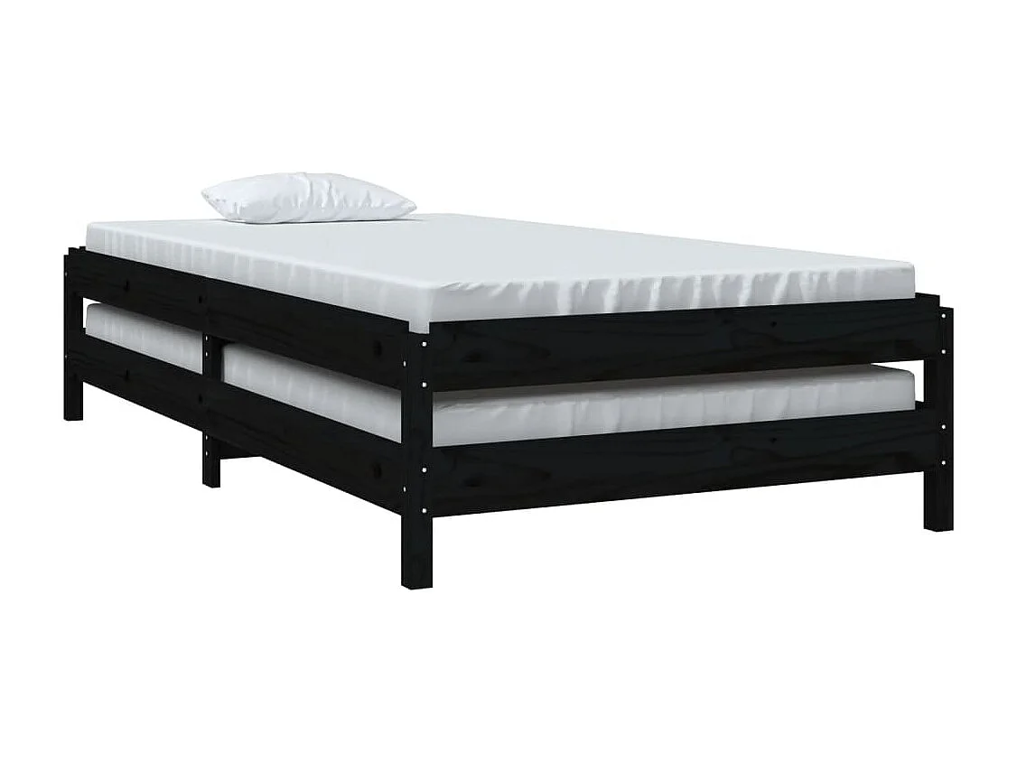 Lit empilable Noir 80x200 cm Bois de pin massif