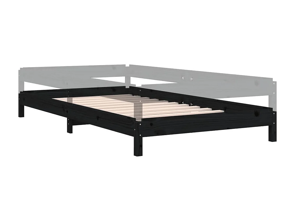 Cama empilhável 80 x 200 cm madeira de pinho maciça preto