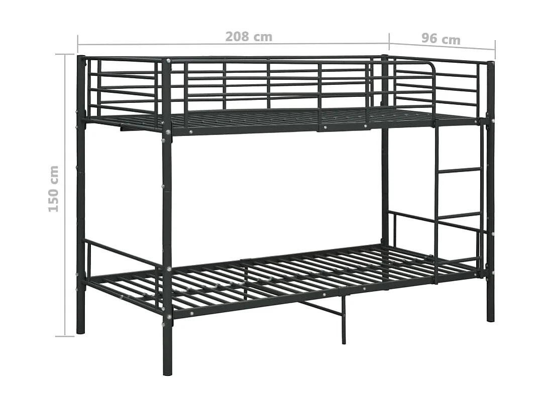 Litera de metal negro 90x200 cm