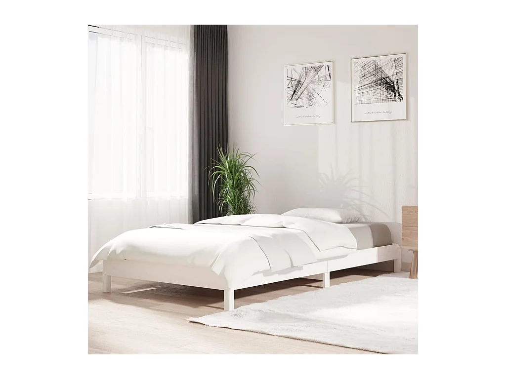 Lit empilable Blanc 100x200 cm Bois de pin massif