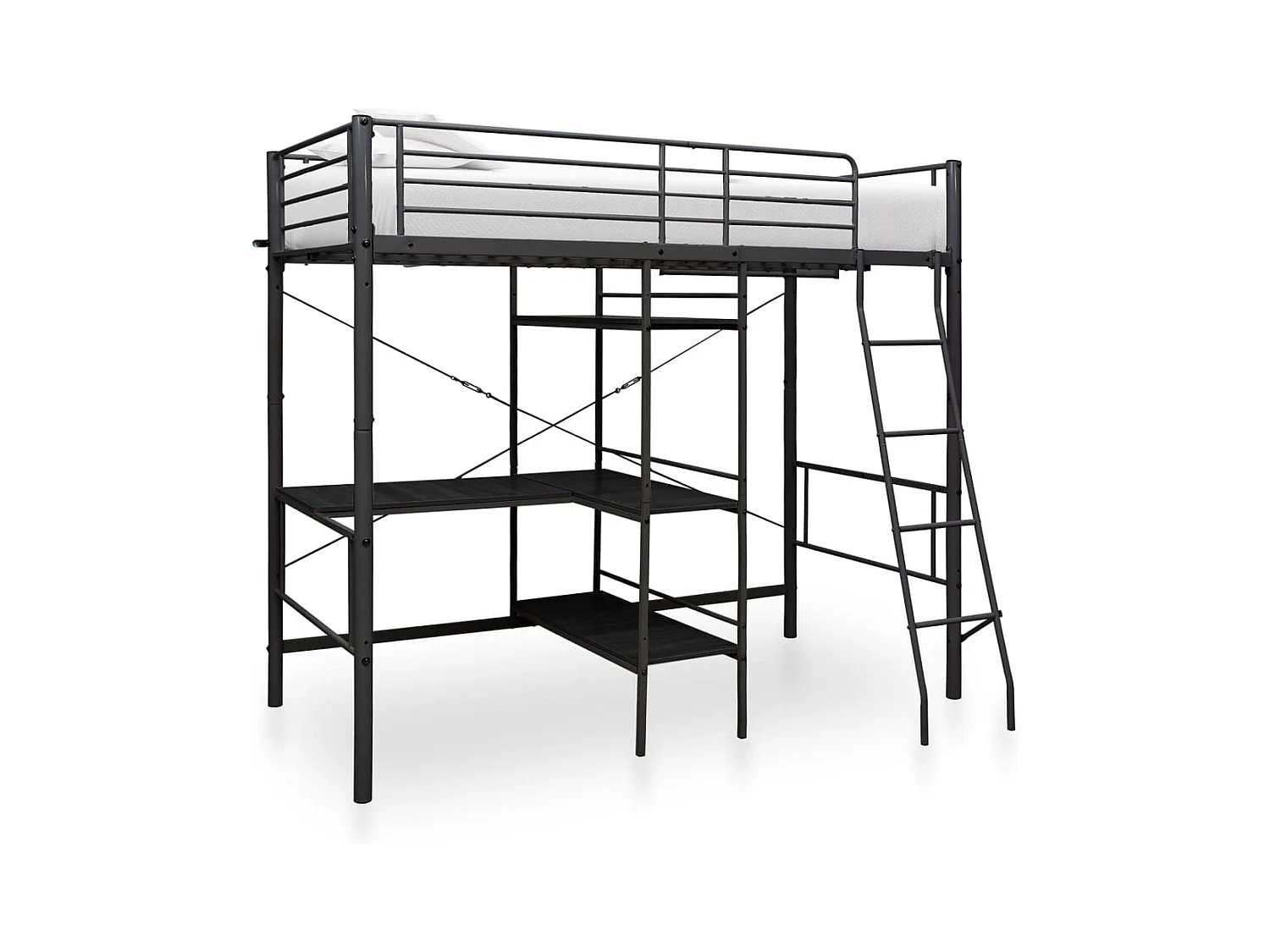 Lit superposé avec cadre de table Noir Métal 90x200 cm