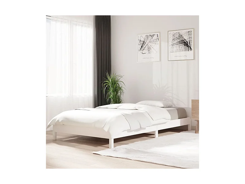 Lit empilable Blanc 90x200 cm Bois de pin massif