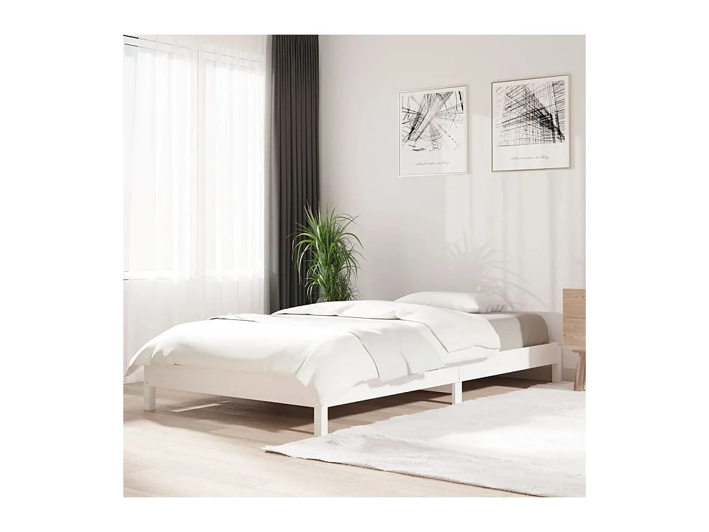 Lit empilable Blanc 90x200 cm Bois de pin massif