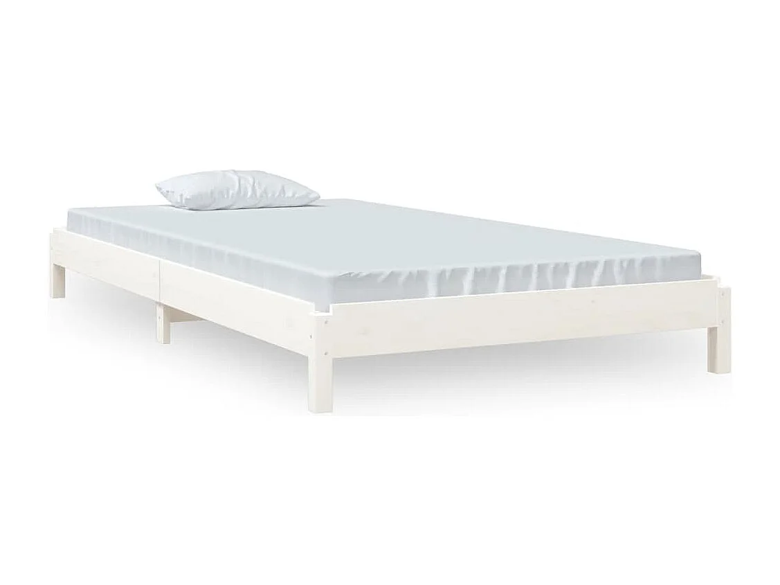 Cama empilhável 90x200 cm madeira de pinho maciça branco