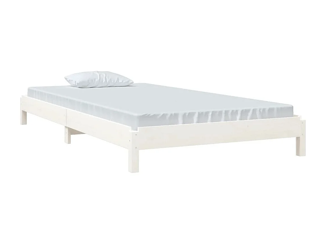 Cama empilhável 90x200 cm madeira de pinho maciça branco