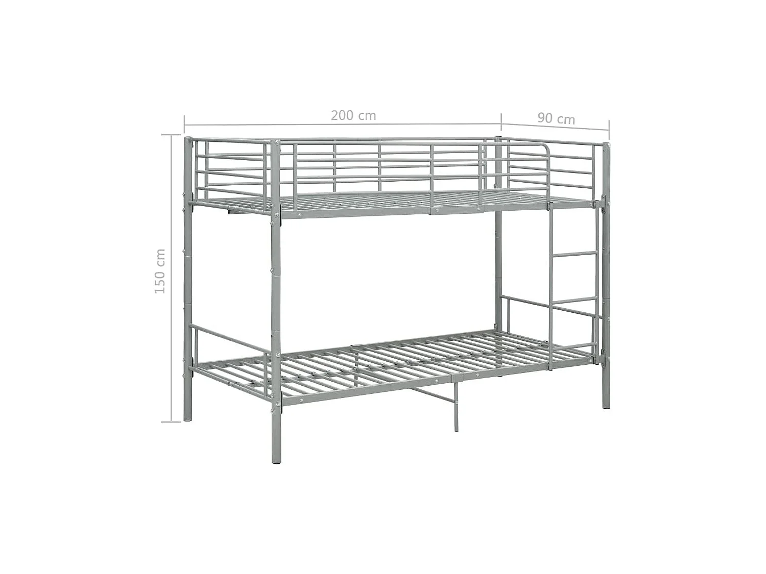 Stapelbed metaal grijs 90x200 cm
