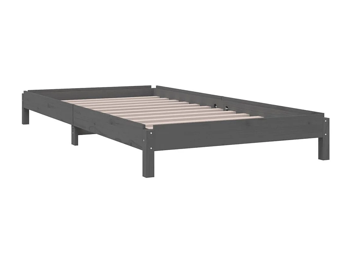 Bed stapelbaar 75x190 cm massief grenenhout grijs