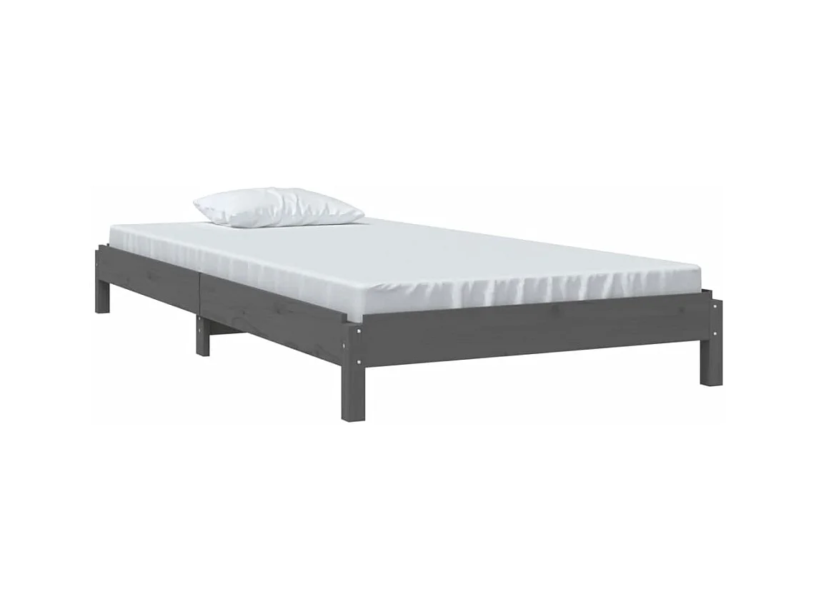 Lit empilable Gris 75x190 cm Bois de pin massif