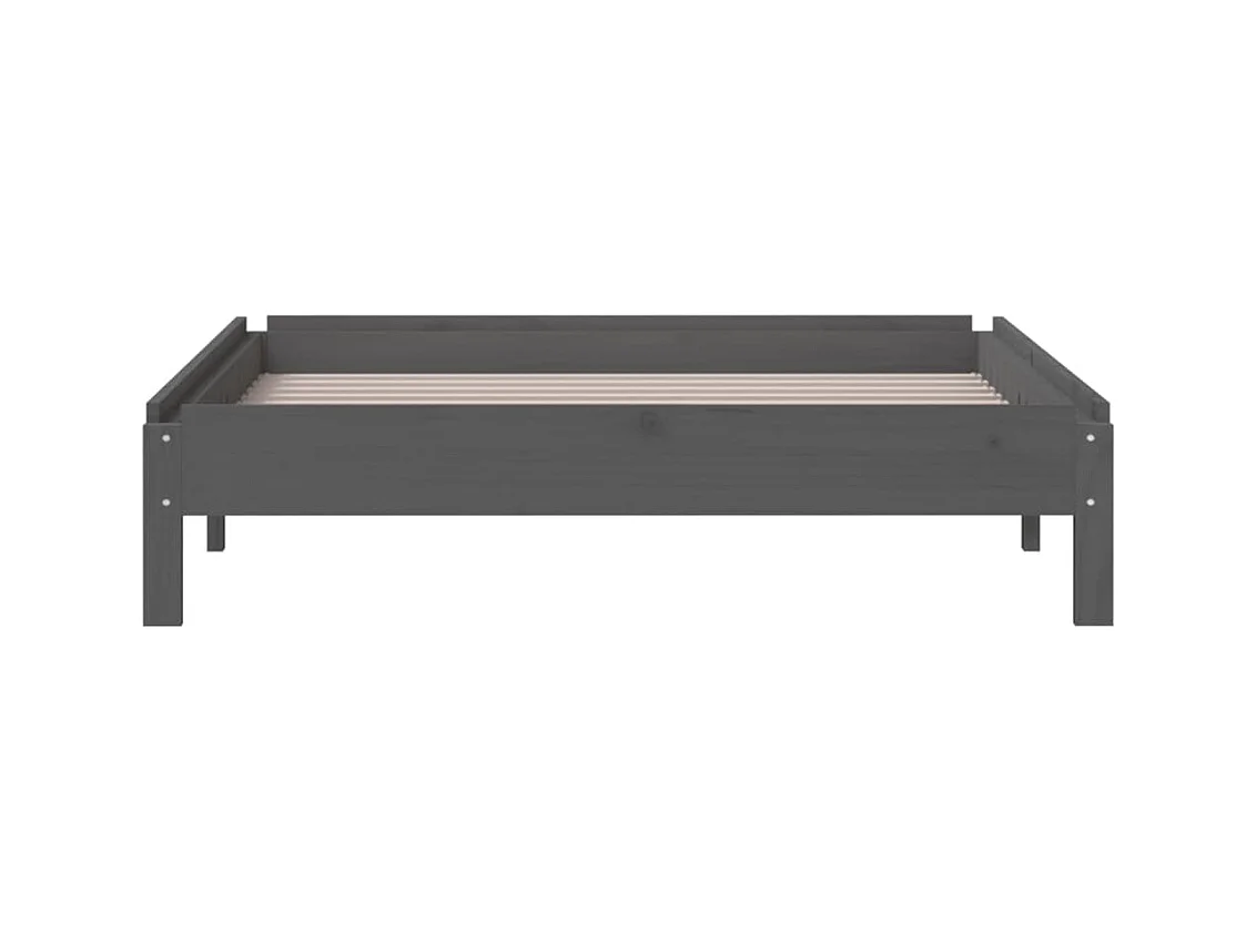 Lit empilable Gris 75x190 cm Bois de pin massif