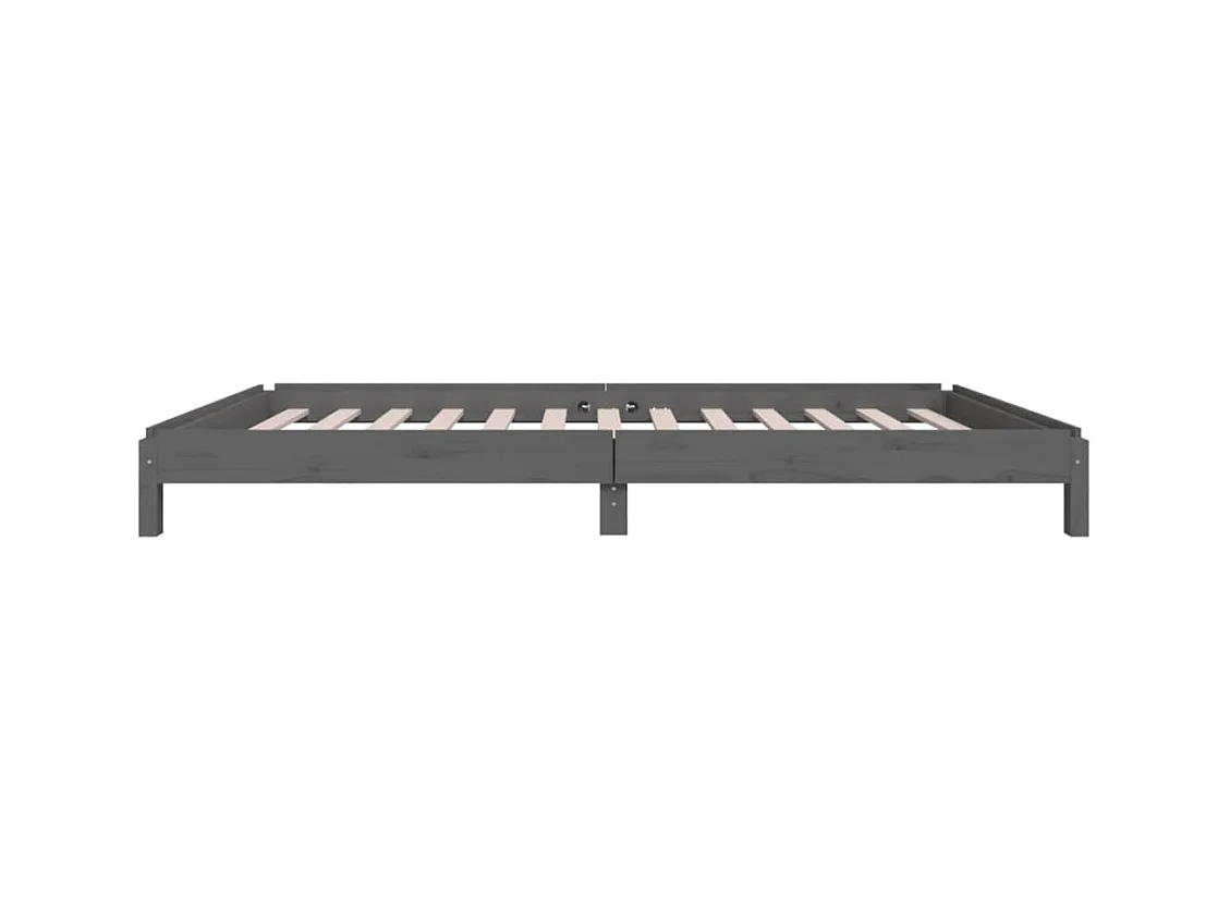 Lit empilable Gris 75x190 cm Bois de pin massif