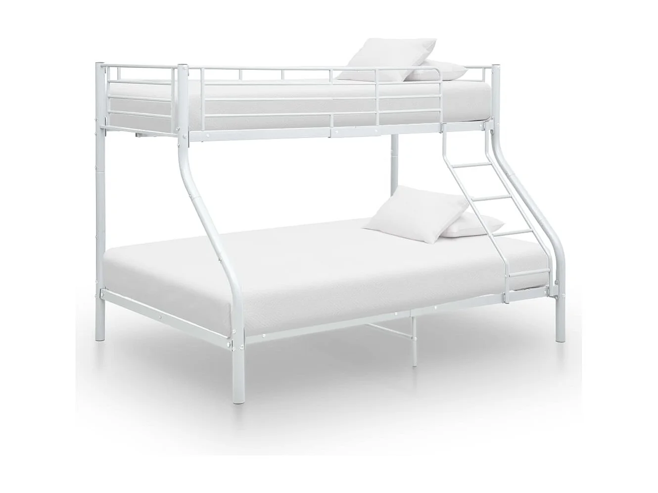 Cadre de lit superposé Blanc Métal 140x200 cm/90x200 cm