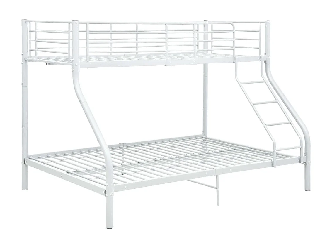 Cadre de lit superposé Blanc Métal 140x200 cm/90x200 cm