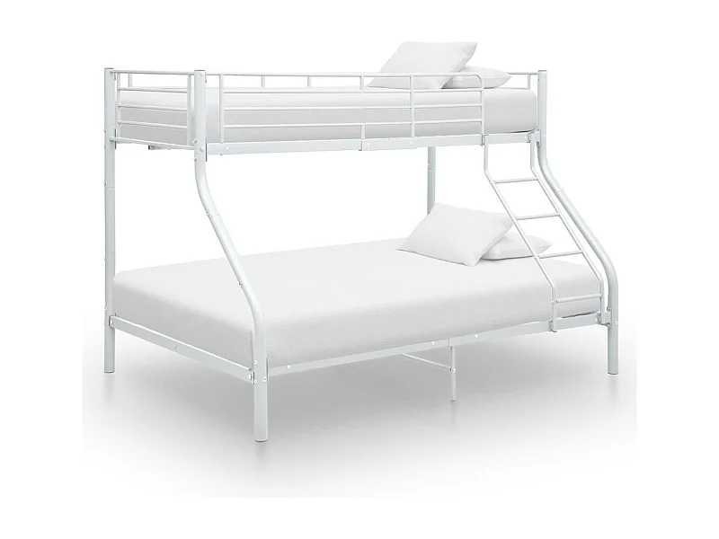 Cadre de lit superposé Blanc Métal 140x200 cm/90x200 cm