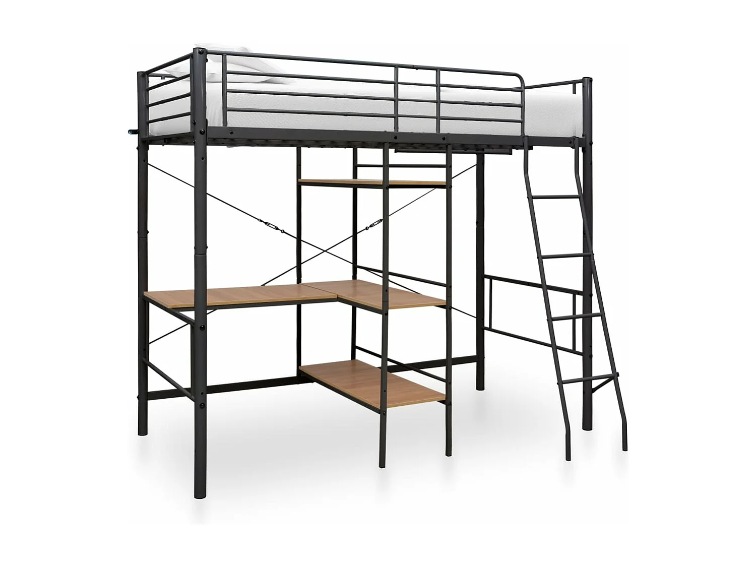 Lit superposé avec cadre de table Gris Métal 90x200 cm