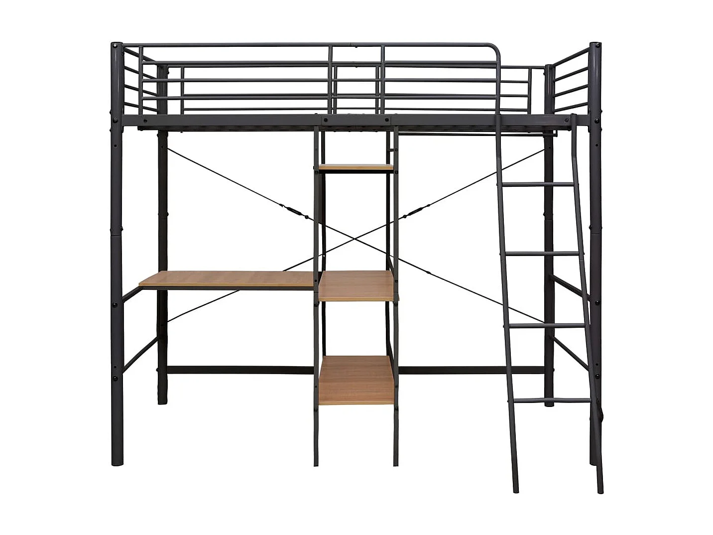 Lit superposé avec cadre de table Gris Métal 90x200 cm