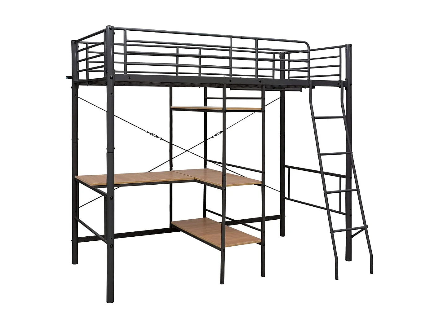 Beliche com secretária 90x200 cm metal cinzento