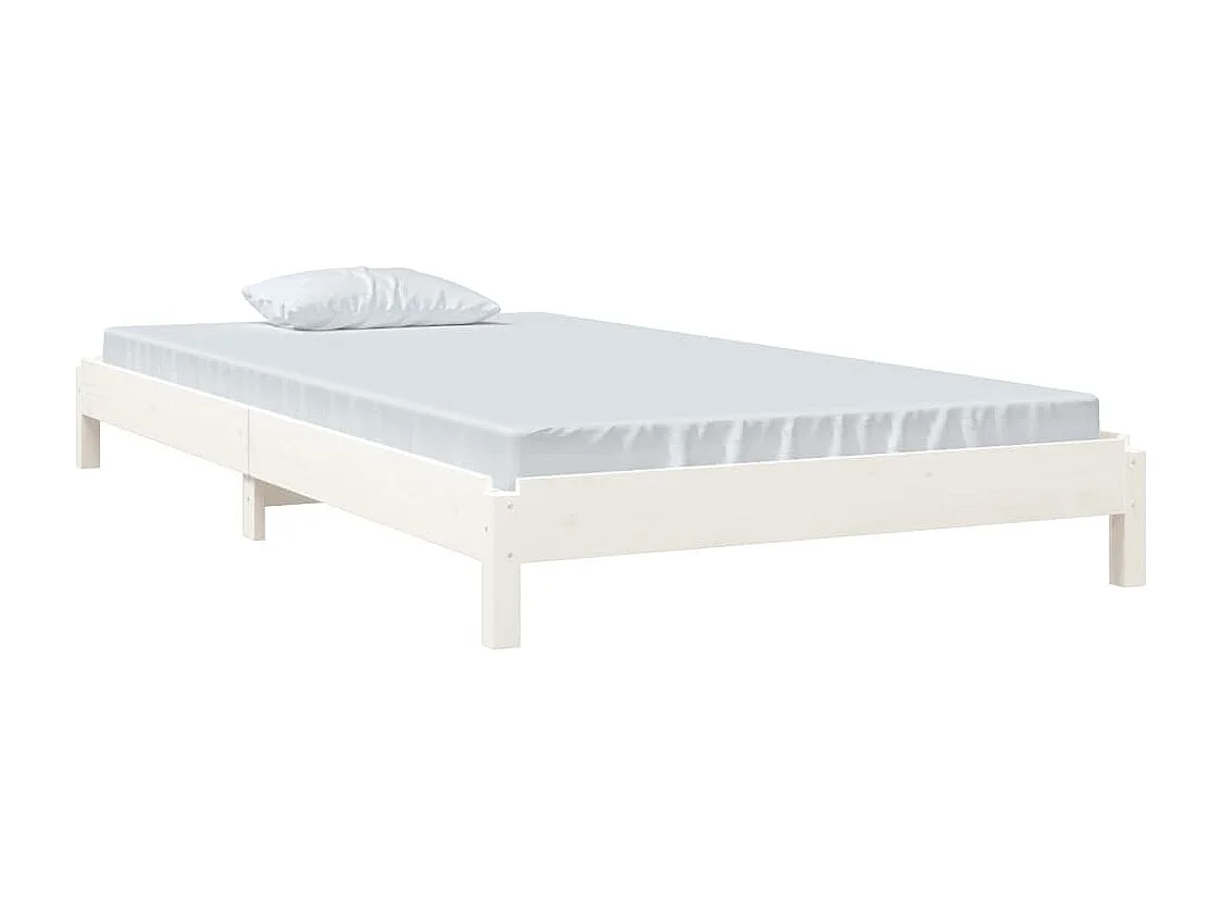 Bed stapelbaar 90x190 cm massief grenenhout wit