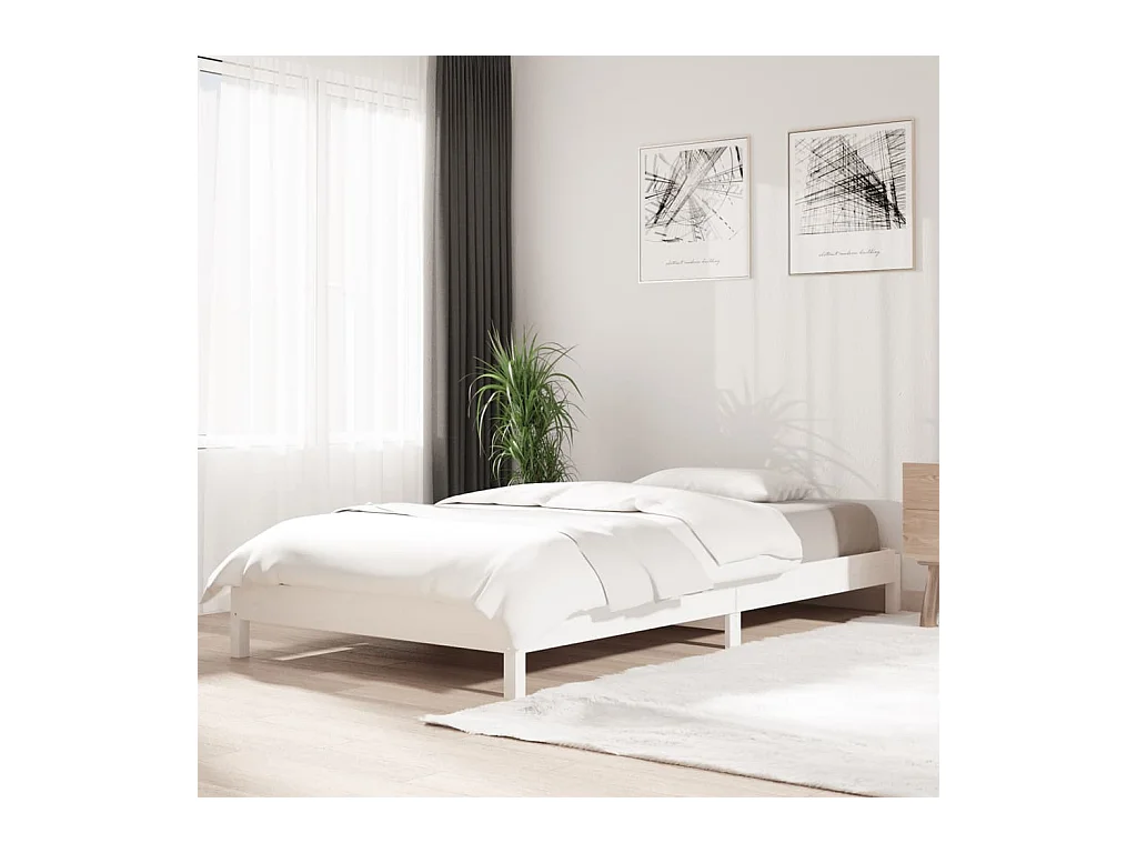 Lit empilable Blanc 90x190 cm Bois de pin massif