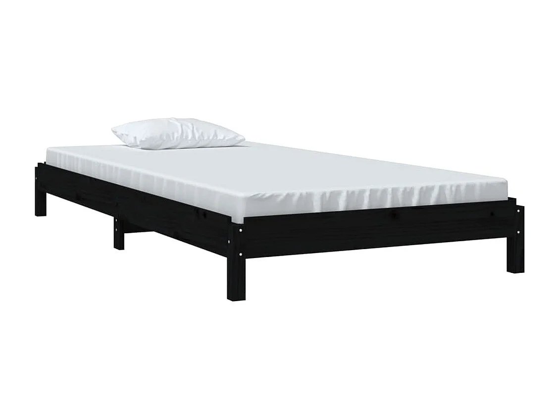 Cama empilhável 75x190 cm madeira de pinho maciça preto