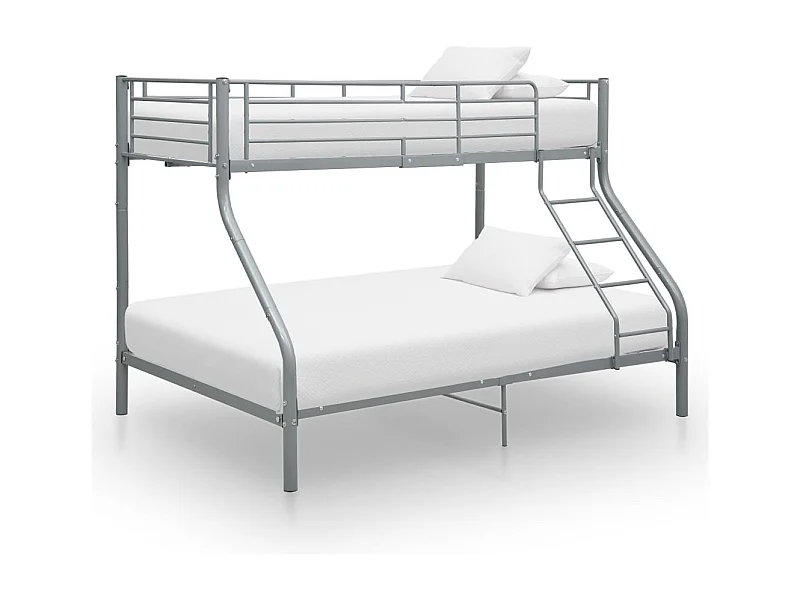 Stapelbedframe metaal grijs 140x200 cm/90x200 cm