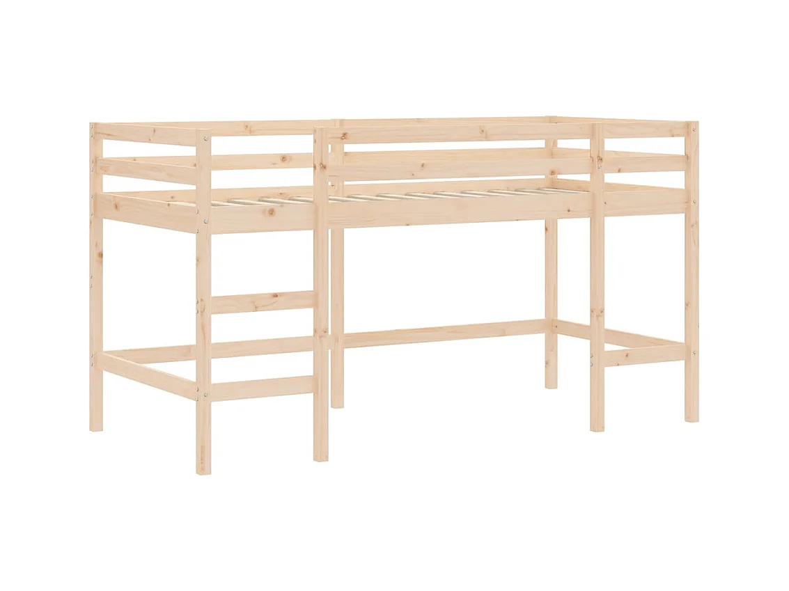 Cama alta niños con túnel madera pino blanco negro 80x200 cm